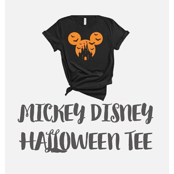 UNBRANDED MICKEY DISNEY EAR HALLOWEEN TEE - L Sz S - NWT. Cotton/Poly Blend. - Picture 2 of 11